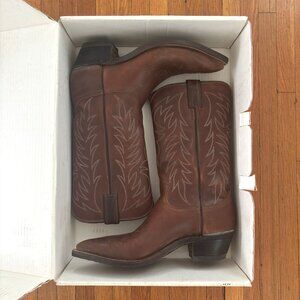 JUSTIN men's cowboy boots (Velva Brown Rawhide - Size 9)